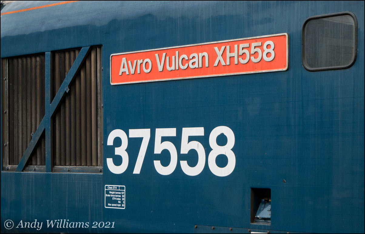 The "Avro Vulcan" nameplate on 37424