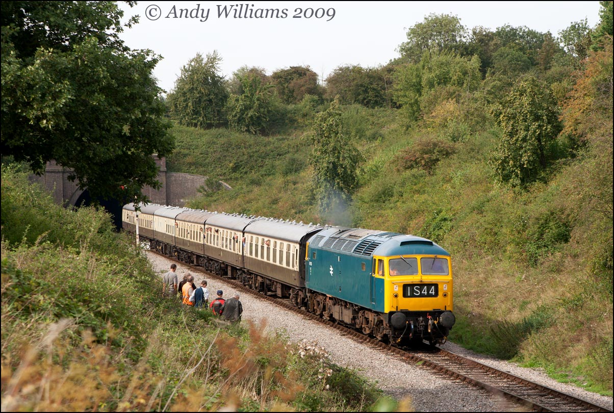 47105 emerging from Greet tunnel, Winchcombe