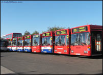 Single deck buses at West Bromwich garage