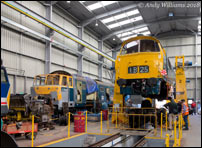 D7029 and D1062 inside Kidderminster Diesel Depot